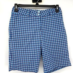 Nike Golf Women's Shorts 6  Plaid Multicolor Dri Fit Flat Front Pockets Outdoor